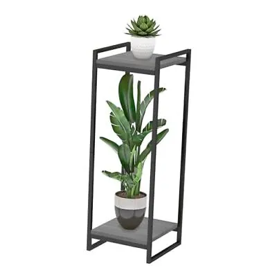  2-Tier Plant Stand Indoor Tall Modern Plant Shelf Corner 2 Tier-Oak Grey • $46.96