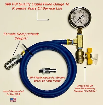 For Cummins Diesel Fuel System Compucheck Pressure Test Port Test Gauge 2 Yr War • $125.63