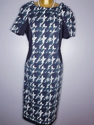 $6.23 • Buy MARKS AND SPENCER DRESS SIZE 14 SHIFT GREEN BLACK PRINT WORK OFFICE 43  Ho931