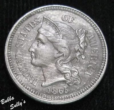 1865 III Cent Nickel Dark Planchet ABOUT UNCIRCULATED • $31