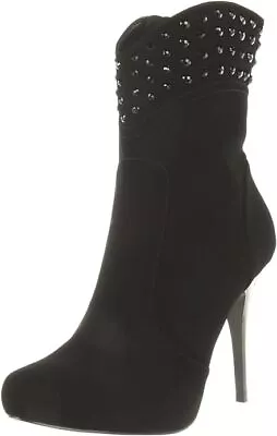 Nina Women's Lillian Dressy Heeled Ankle Booties Black Micro Fabric 7 Medium • $59