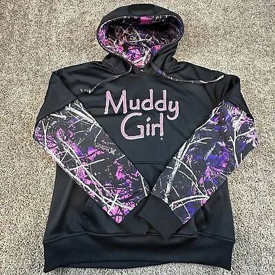 Moon Shine Attitude Hooded Sweatshirt Women's XL Muddy Girl Black Camo Hoodie • $20