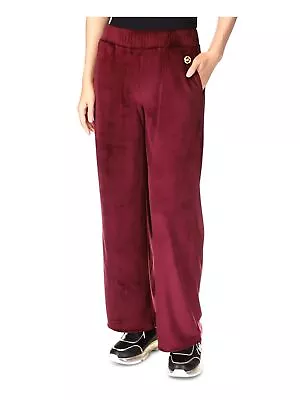 MICHAEL MICHAEL KORS Womens Burgundy Pull-on Logo Velour Straight Leg Pants L • $27.99