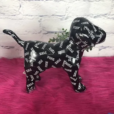 Victoria's Secret Pink Large Black/Wht Display Dog 13  Pink Logo Vinyl HTF Rare • $25