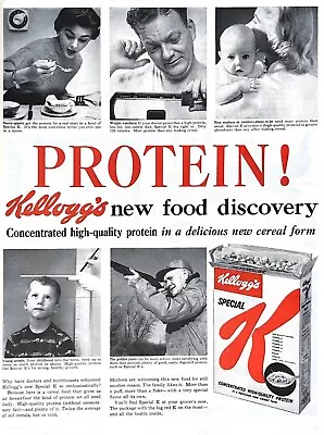 1956 Kellogg's Special K Cereal Vintage Print Ad Protein New Food Discovery  • $15.37