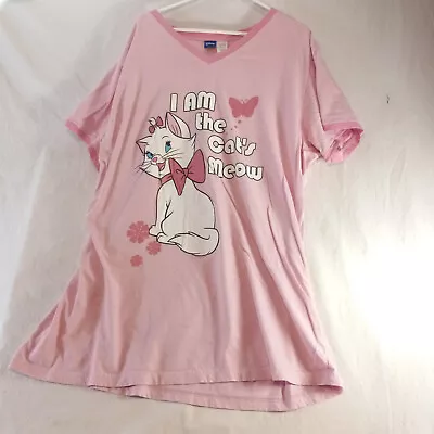 Women Disney Marie The Aristocats  I Am The Cat's Meow  Pink Pajama Shirt OSFM • $39.99