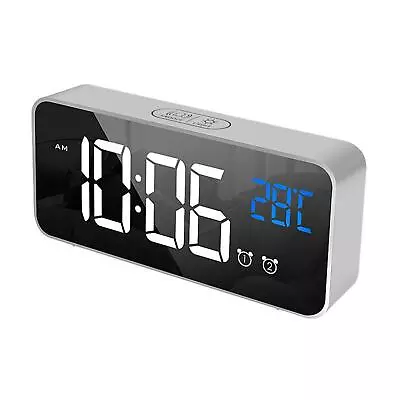 Gominimo Digital Alarm Clock Mirrored Temperature Display Desk Decor Grey • $27.95