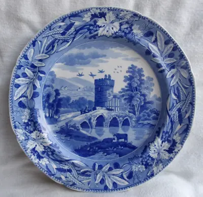 £2.99 • Buy Spode Pearlware Blue & White Pottery Plate Bridge At Lucano Pattern C1820