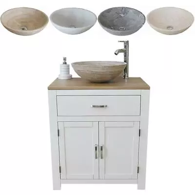 Bathroom Vanity Unit | White Painted | Wash Stand Marble Stone Basin  • £497.26