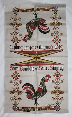 Vintage Kay Dee Linen Tea Towel Rooster Chicken Design By Dolly Dembo • $14.99