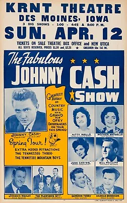 New Johnny Cash Music Tour Krnt Theatre Concert Poster Wall Art Print FREE Post • $22.56