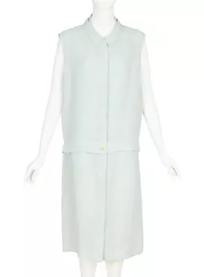 Chanel 1990s Vintage Pastel Green Linen Three-Piece Summer Dress Set Sz M L • $600