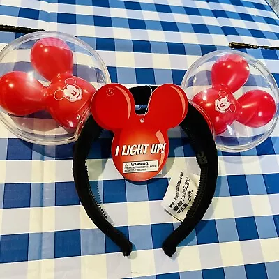 Disney Parks Mickey Mouse Balloon (Red) Light Up Ears Headband BNWT • $12.99