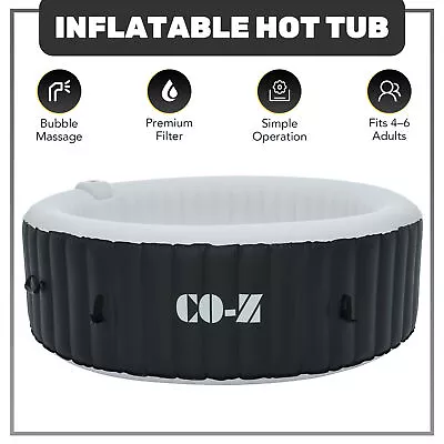 Inflatable Hot Tub 7ft Indoor Outdoor Spa With 130 Jets Heater Cover Pump Black • $376.39