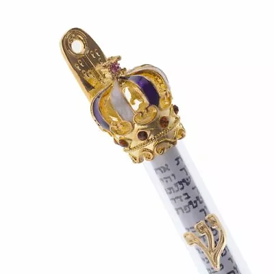 Gold Plated Mezuzah And Scroll - Large With Enamelled Stones As Shown - With • $12.89