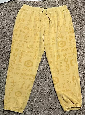 Primitive Pants Mens XL Yellow Sweatpants Jogger Pockets Skateboard (Flaw) • $18.98