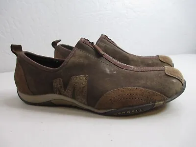 Merrell Womens Size 8.5 Shoes Brown Slip On Zip Sneaker Barrado Leather • $21.74