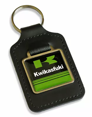 Kwikasfuki Keyring For Kawasaki GPZ ZXR ZX Z Ninja Key Green & Black Leather Fob • £6.49