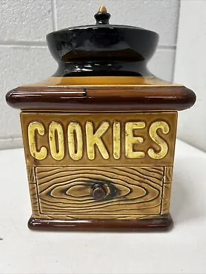 Vintage Cookie Jar Japan Coffee Grinder Ceramic Retro Cafe Cookies • $9.99