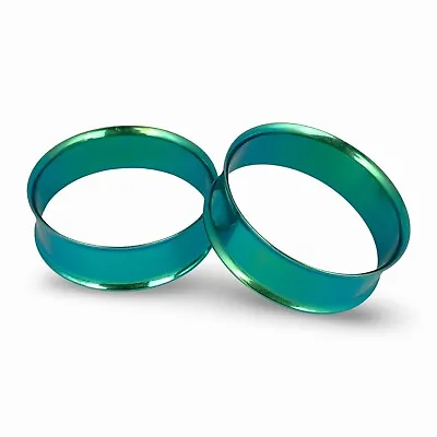 Pair Of GREEN Steel Double Flare Tunnels Set Gauges Plugs PICK SIZE • $10.49