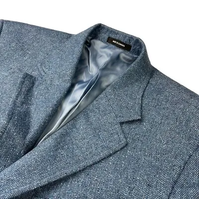 VTG Magee Donegal Men’s Cotton/Silk 3/2 Roll Tweed Blazer Blue Herringbone • 40S • $90.99