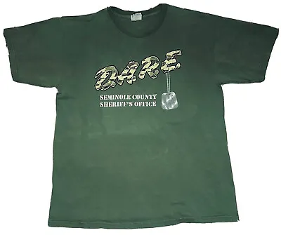 D.A.R.E Men's Dark Green Camo Logo Seminole County Shirt; Size L • $14