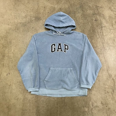 £35 • Buy Gap Hoodie Fleece Y2K Spellout USA Sports Sweatshirt, Baby Blue, Mens Large