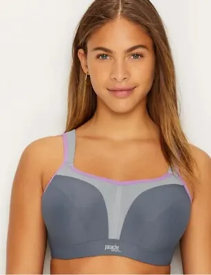 Panache Sports Bra 34HH J Hook Ultimate High Impact Underwire Grey NWT • £38.92