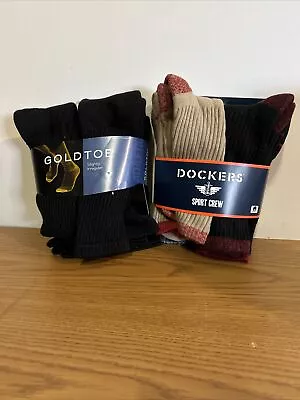 14 Pairs Of Socks Dockers Sport Crew Goldtoe Slightly Irregular Men’s Large • $28