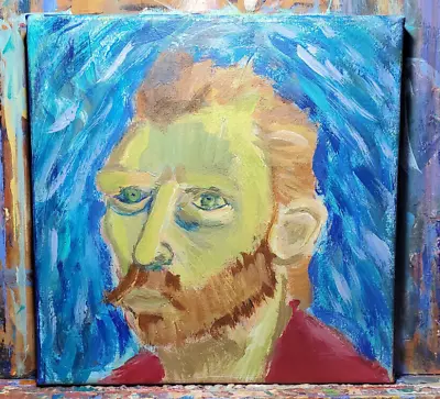 $29.99 • Buy Vincent Van Gogh Style Outsider Male Portrait Painting