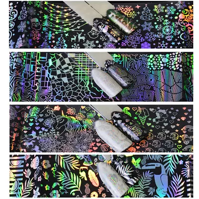 8 X TRANSPARENT HOLOGRAPHIC Nail Art Foil 💖 Sticker Foils 💖 Shiny Nail Art • £2.20