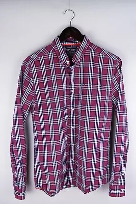 Superdry Ultimate Oxford Shirt Men Casual Shirt Red Check Cotton Size S • £22.99