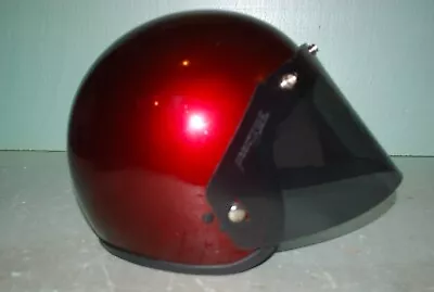 VINTAGE 70s STYLE MOTORCYCLE HELMET WITH SMOKE FACE SHIELD • $49