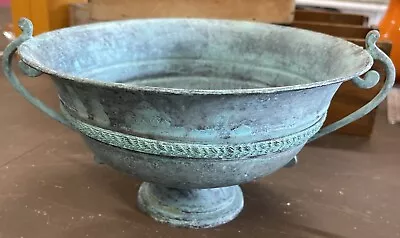 Vintage Solid Brass Green Patina Urn Planter Aged Finish Roman Style Made India • $13.80