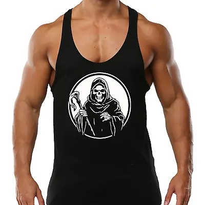 Grim Reaper Silhouette Gym Vest Bodybuilding Muscle Training Weightlifting Top   • £8.99