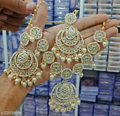 $27.30 • Buy India Bollywood Gold Tone Peral Choker Necklace Earring Bridal Punjabi Jewelry