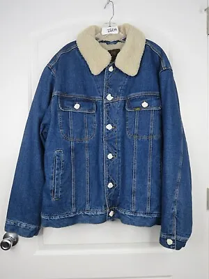 New Vintage Lee Med Denim Sherpa Lined Classic Style Jean Jacket Sz Xl #282h • $74.95