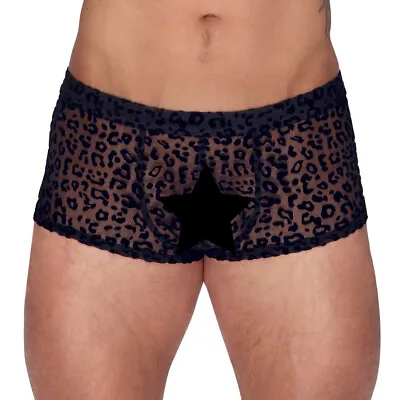 Noir Black Sheer Animal/Leopard Print Lace Mens Boxer Shorts/Pants • £56.95