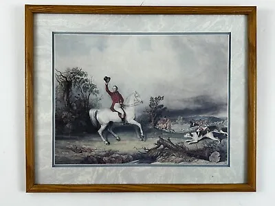 Vintage Fox Hunt Scene English Horse Salute Equestrian Art Print Barn Décor • $40