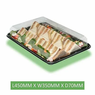 £19.90 • Buy Large Plastic Catering Sandwich Platters Trays With Lids For Party Food Buffets
