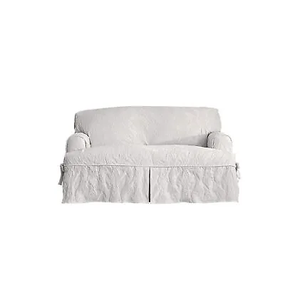 SureFit Matelasse Damask Furniture Cover Loveseat T-Cushion White • $143.80