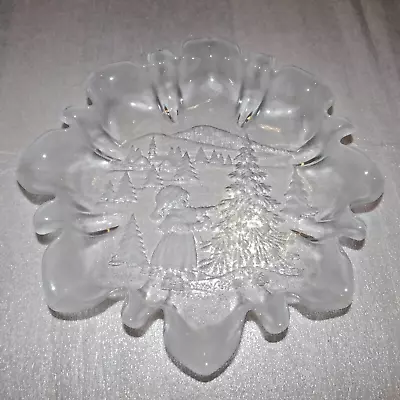 Mikasa Crystal Frosted Glass Christmas Story 13  Scalloped Serving Tray Platter • $60