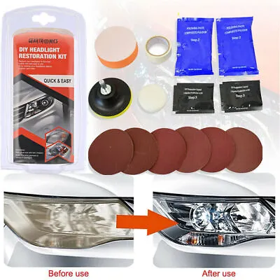 Car Headlight Lens Restoration Repair Kit Polishing Cleaner Cleaning Tools Clean • $16.49