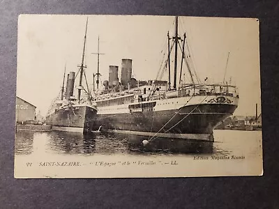 French Steamer L'ESPAGNE Naval Cover 1918 WWI Postcard W/ FRANCE Note • $9.99