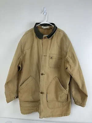Vintage LL Bean Canvas Chore Coat Barn Jacket Mens XL Tall  Corduroy Shell Only • $45
