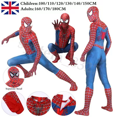 Mens Classic Raimi Spiderman Tights Adult Kids Cosplay Costume Dress Party Suits • £14.16