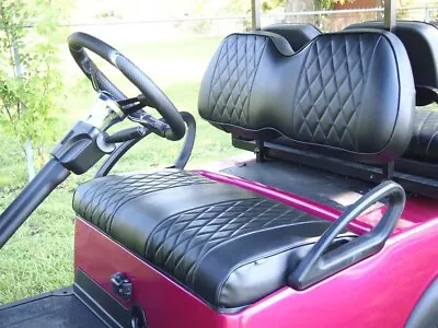 $159 • Buy Club Car Golf Cart Seat Cover Black Diamond Stitching Precedent 2004+, Set Of 4