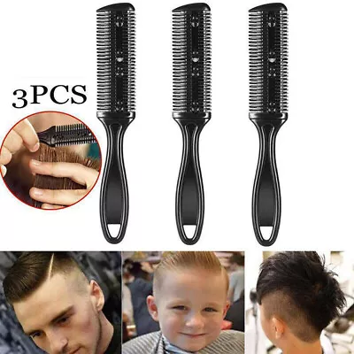 3x Double Blades Hair Trimming Razor Comb Grooming Trimmer Thinning Cutting Tool • £3.59