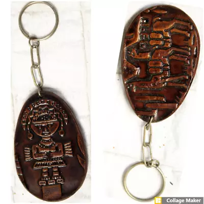 Vtg Peru Embossed Leather Keychain Llamas Tumi FOB Collectible Alpacas 3  • $12.75