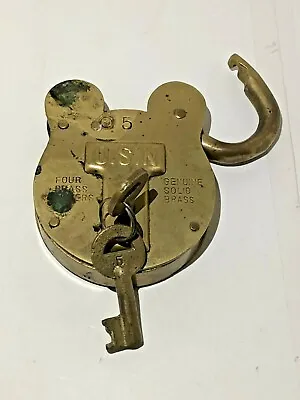 Vintage U.S.N. Solid Brass Lock And Key Jas. Morgan & Sons • $44.09